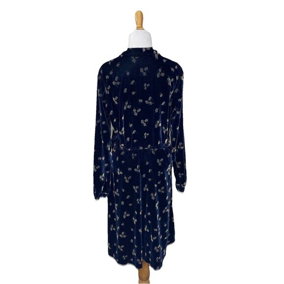 CAbi Style 3875 Decked Out Navy Velvet Floral V Neck LS Elastic Waist Dress Sz M - Picture 5 of 9